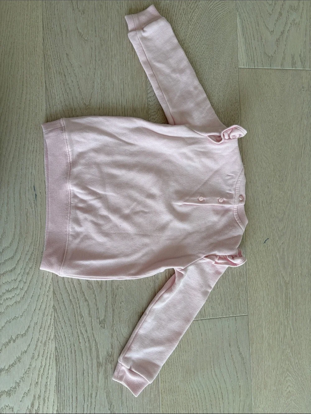 Ralph Lauren Light Pink Ruffle Shoulder Sweatshirt with Blue Pony
